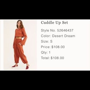 Free People Cuddle Up Set Size Small